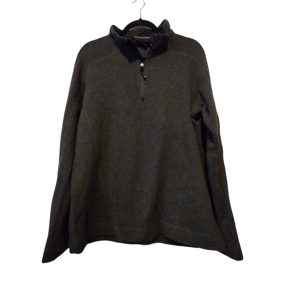 Mountain Hardwear Wool Blend Pullover Sweater Men LG Heather‎ Black Zip Outdoor